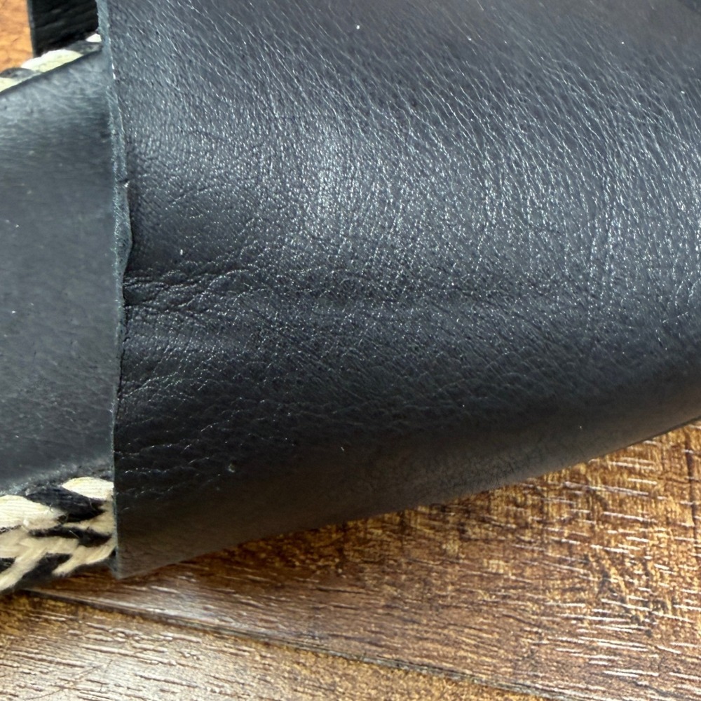 Eileen Fisher Pear Black Leather Chevron Woven Espadrille Slide Sandals 7 - Picture 15 of 15